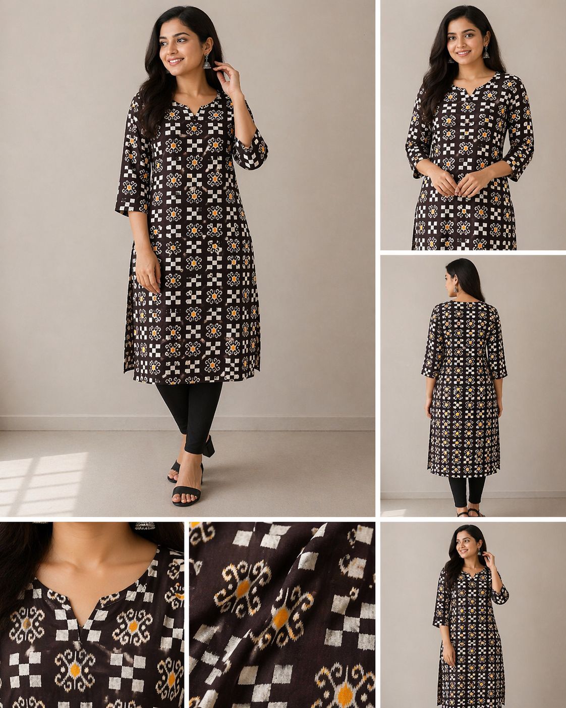 WhatsApp Image 2026-04-24 at 10.52.51 Black Saptapar Sambalpuri Printed Cotton Kurti for Women | Ethnic Straight Fit Kurti Sambalpuri cotton kurti Odisha handloom ShlokWear