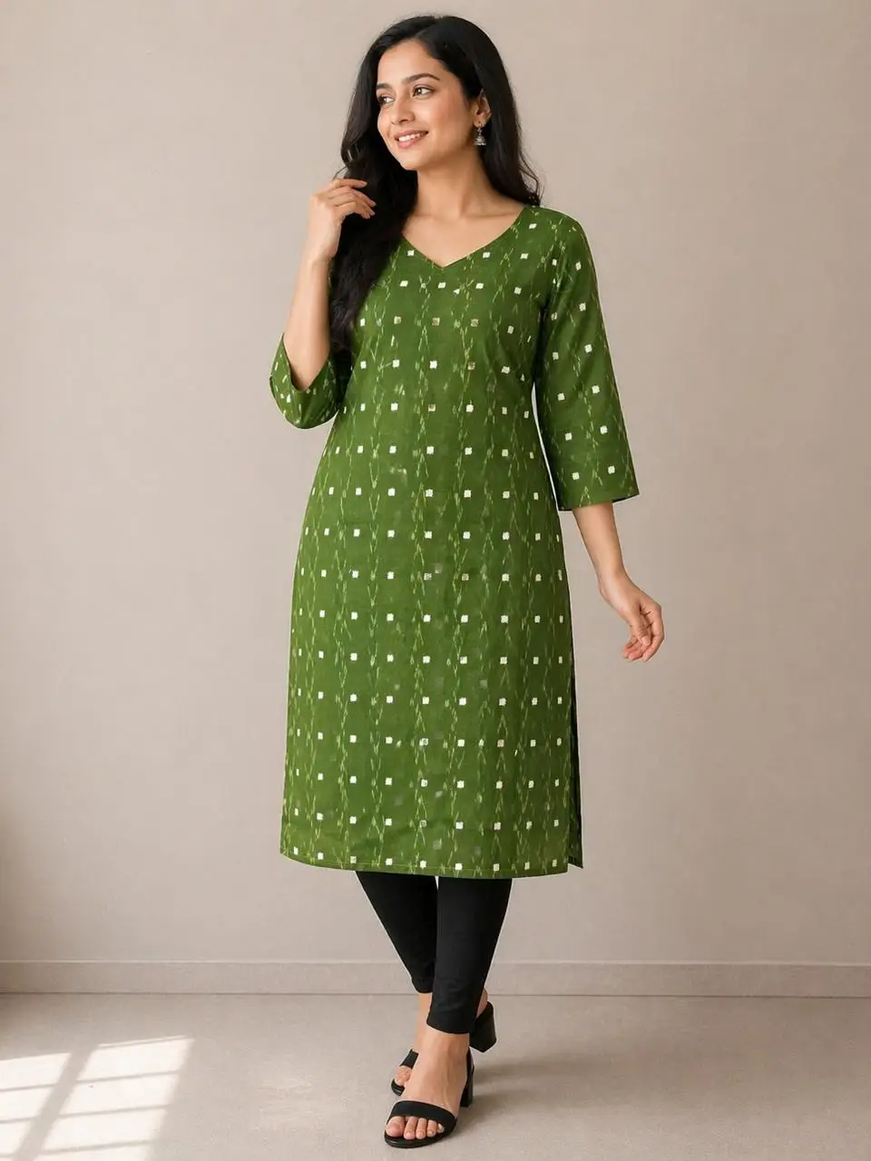 WhatsApp Image 2026-04-24 at 11.58.00 Green Saptapar Sambalpuri Printed Cotton Kurti for Women | Ethnic Straight Fit Kurti Sambalpuri cotton kurti Odisha handloom ShlokWear