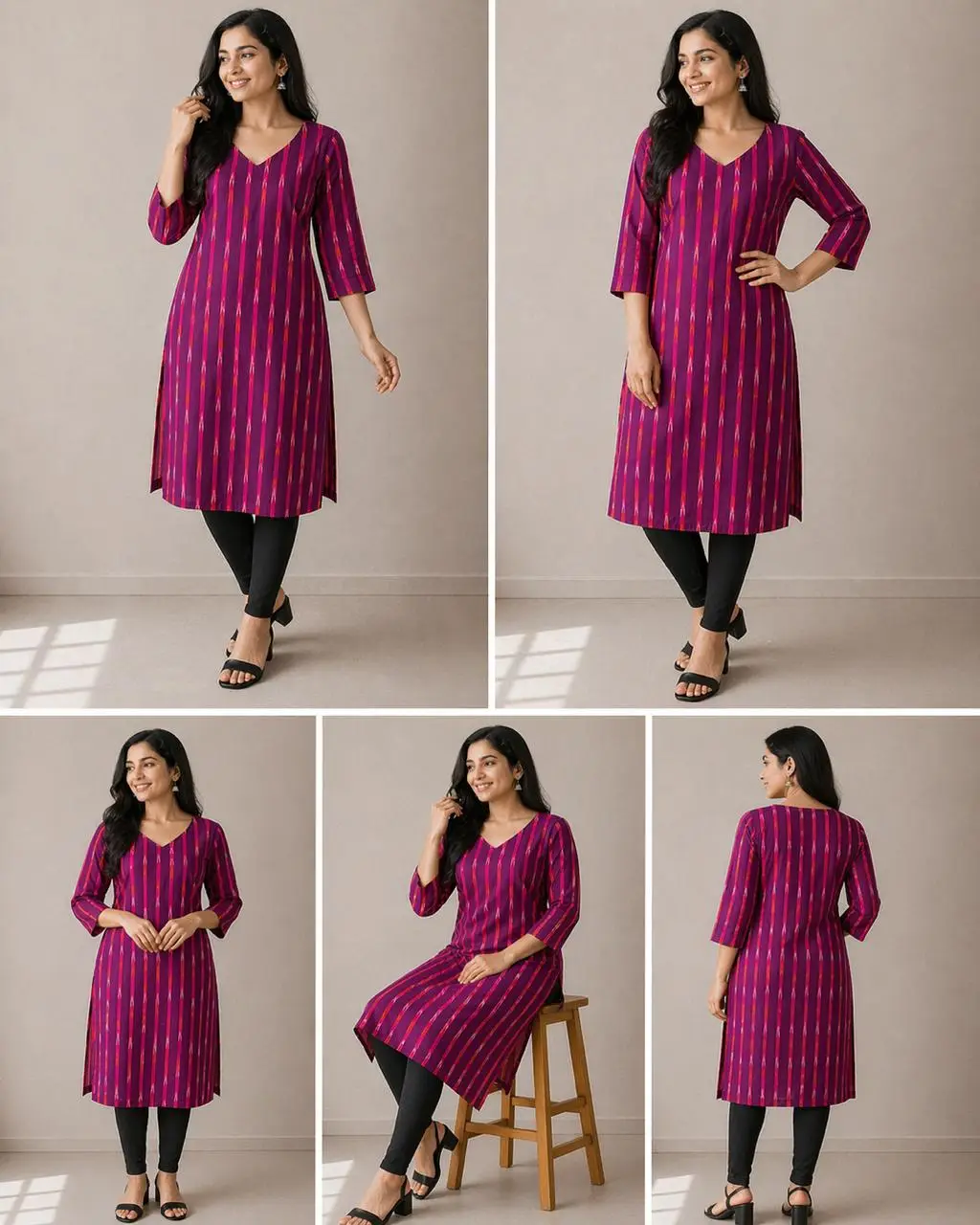 Magenta Saptapar Sambalpuri Printed Cotton Kurti for Women | Ethnic Straight Fit Kurti